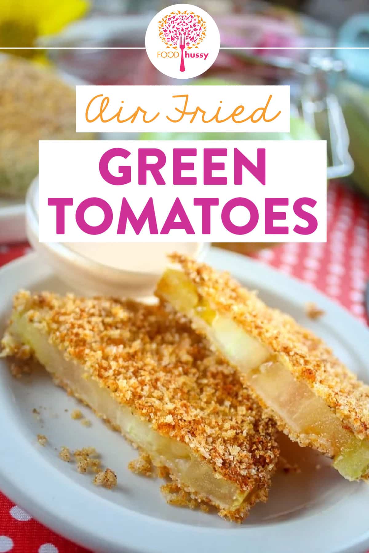 Air Fried Green Tomatoes are my take on a staple in the south. They are a favorite when I'm there visiting friends - sometimes as an appetizer - sometimes as a side dish! I saw some beautiful green tomatoes at the farmers market and snatched them up! Time for homemade Air Fried Green Tomatoes! via @foodhussy