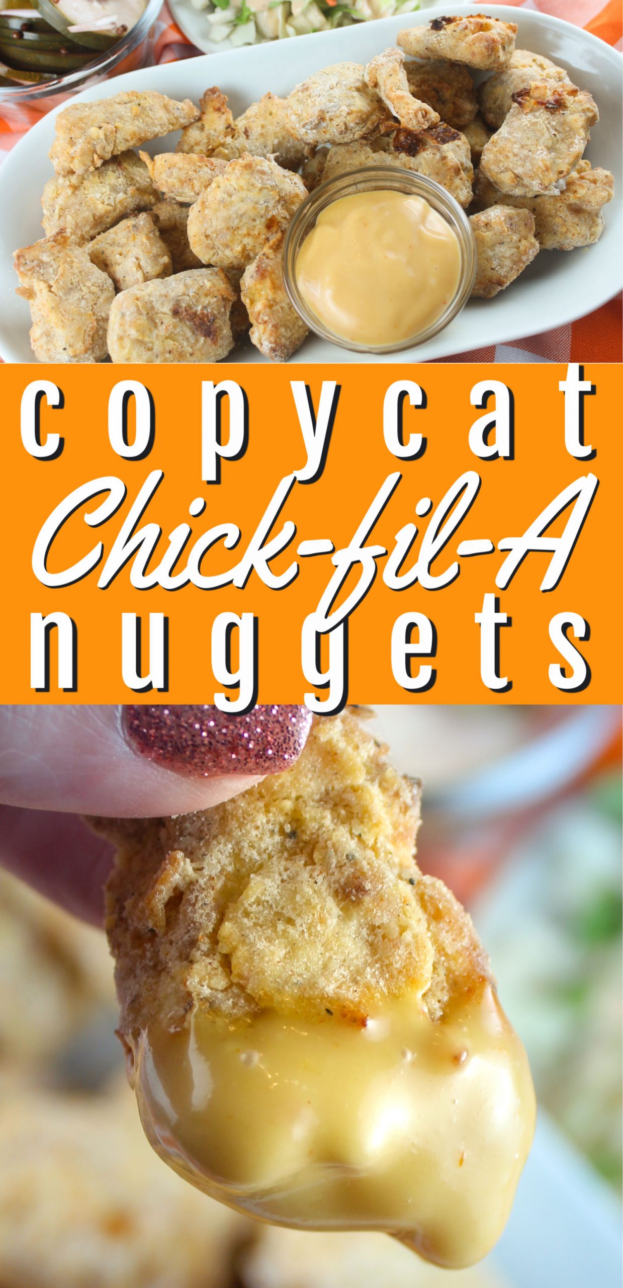 This Copycat Chick-fil-A Chicken Nugget recipe is right on track - crunchy and juicy - but healthier because it's made in the air fryer!  via @foodhussy