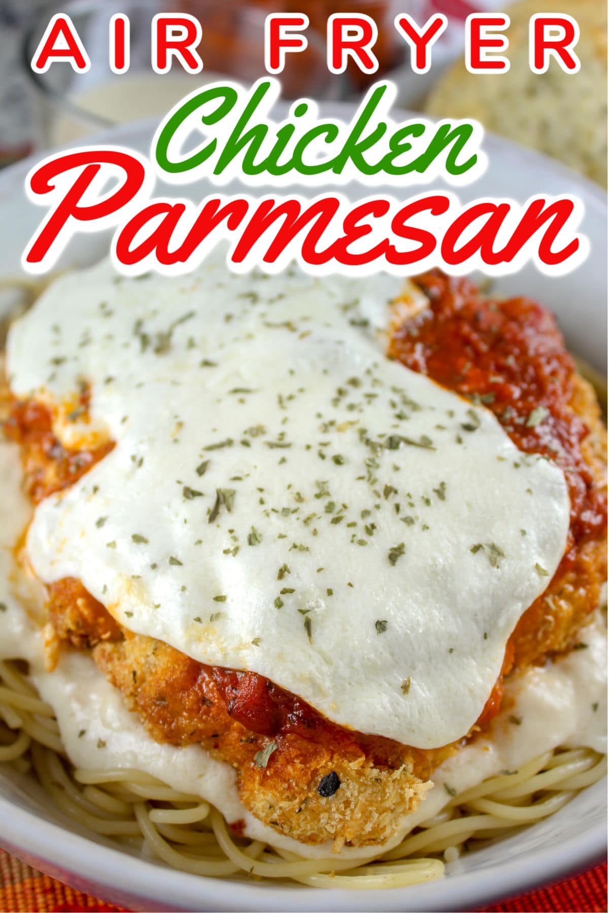 Air Fryer Chicken Parmesan is so delicious! I've been making it every week - and my dinner is ready in under 20 minutes! I've been so excited to share this with you - especially my jazzed up version with a little alfredo sauce too!  via @foodhussy