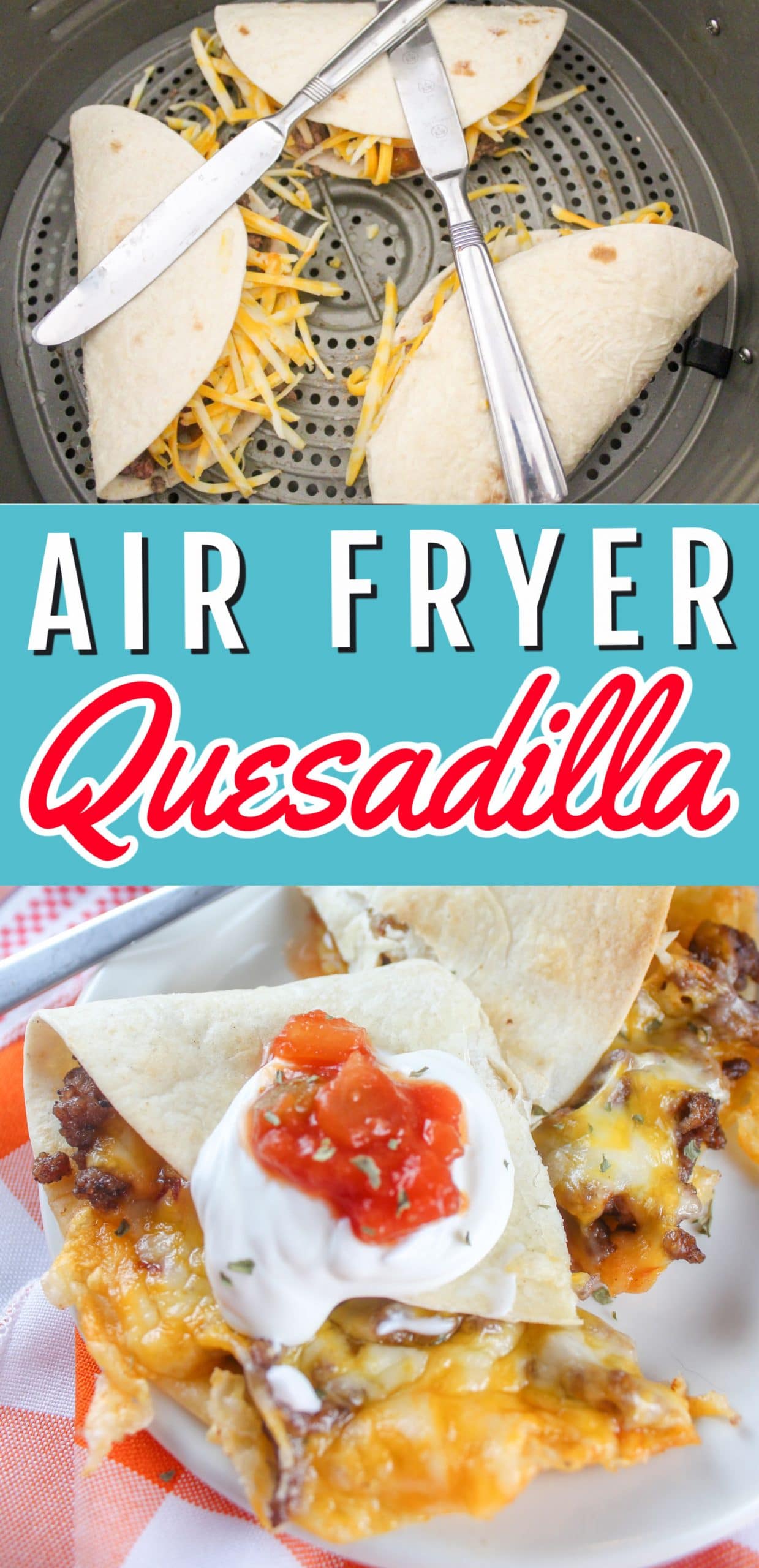 Air Fryer Quesadillas are a super quick and easy weeknight meal or a fun snack anytime! You can have three quesadillas on the table in ten minutes - and everybody can customize theirs so it's exactly what they want.  via @foodhussy