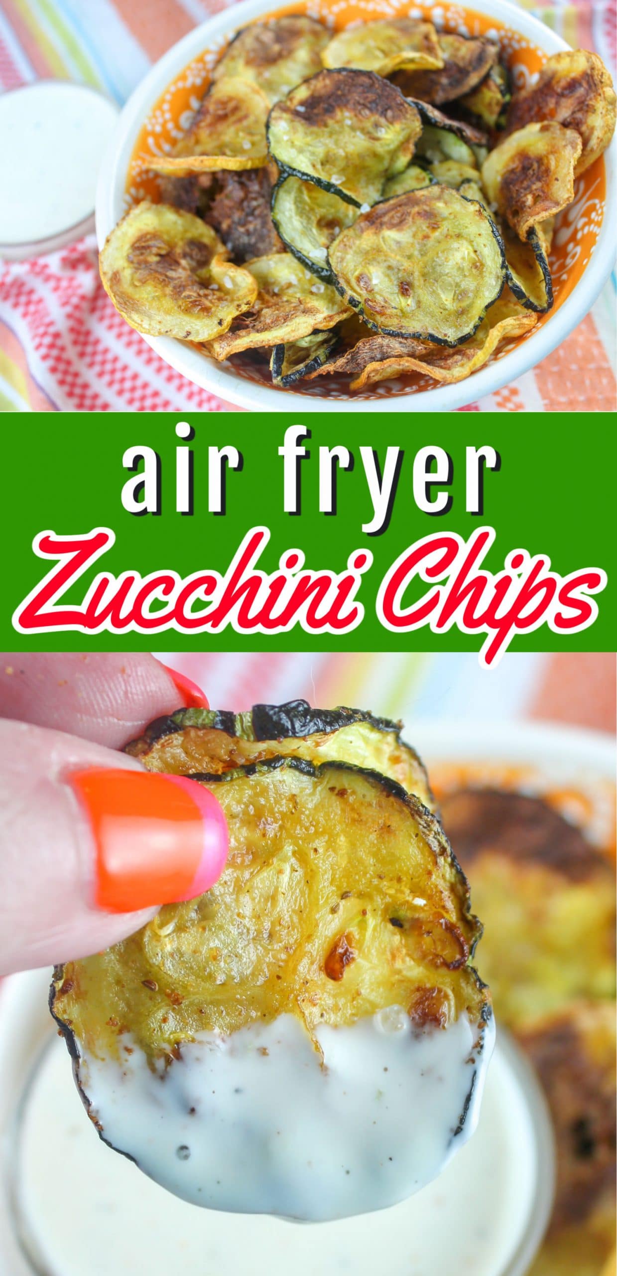 I love my breaded veggies in the air fryer but sometimes a simple EVOO + seasoning is best! These Air Fryer Zucchini Chips are just the side dish for that treatment. Zucchini doesn't have a ton of flavor on it's own - so just adding a bit of EVOO and garlic herb makes it so delish! via @foodhussy