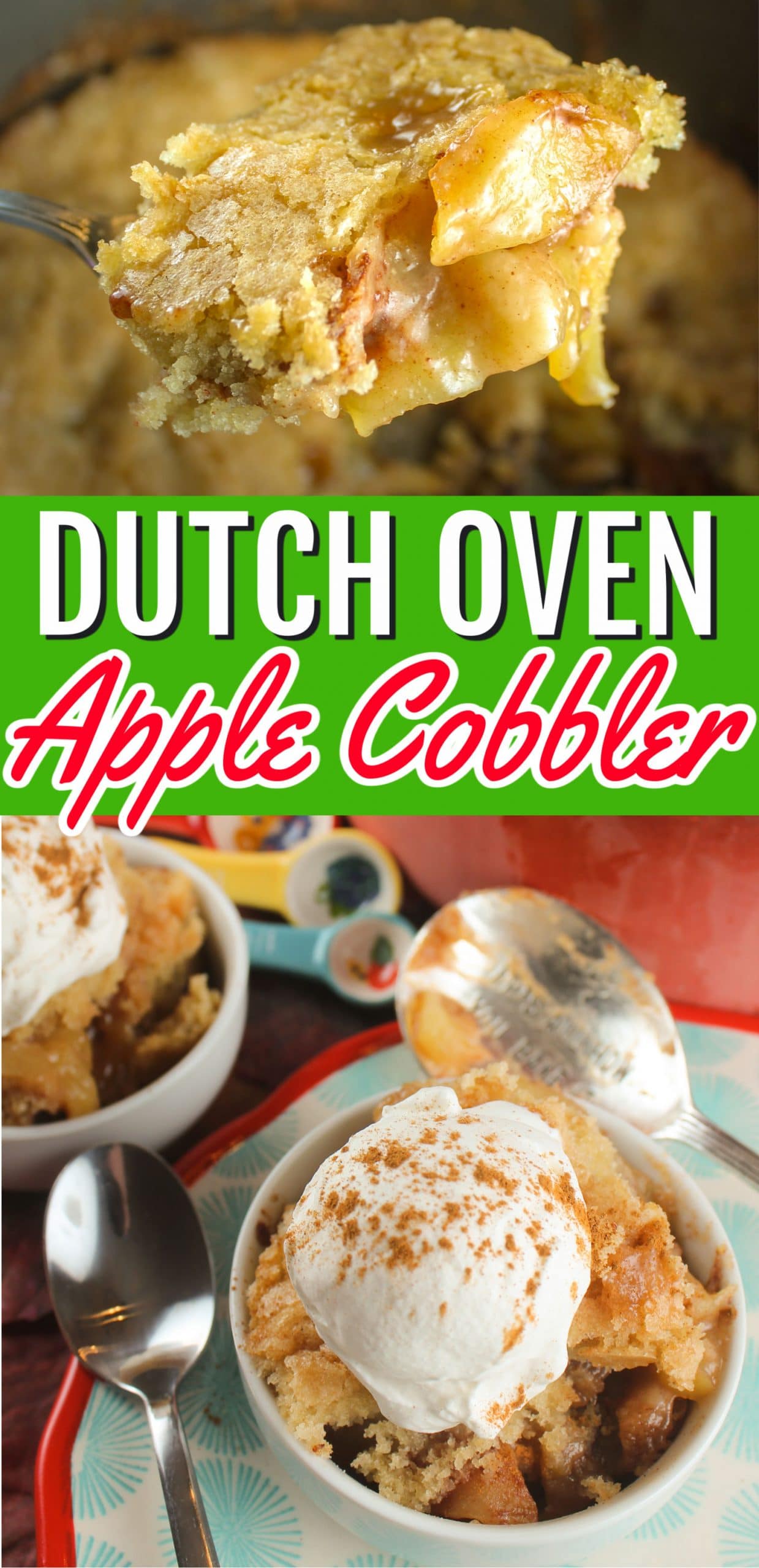 Dutch Oven Apple Cobbler is a tasty, warm and comforting dessert that goes together in ten minutes. Mine has a delicious sugary crust that everyone will love!  via @foodhussy