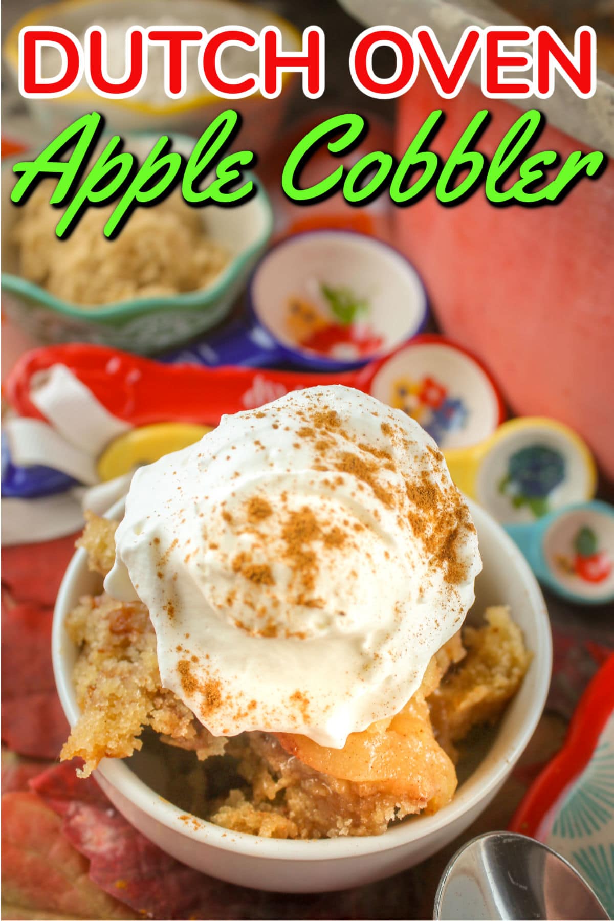 Dutch Oven Apple Cobbler is a tasty, warm and comforting dessert that goes together in ten minutes. Mine has a delicious sugary crust that everyone will love!  via @foodhussy