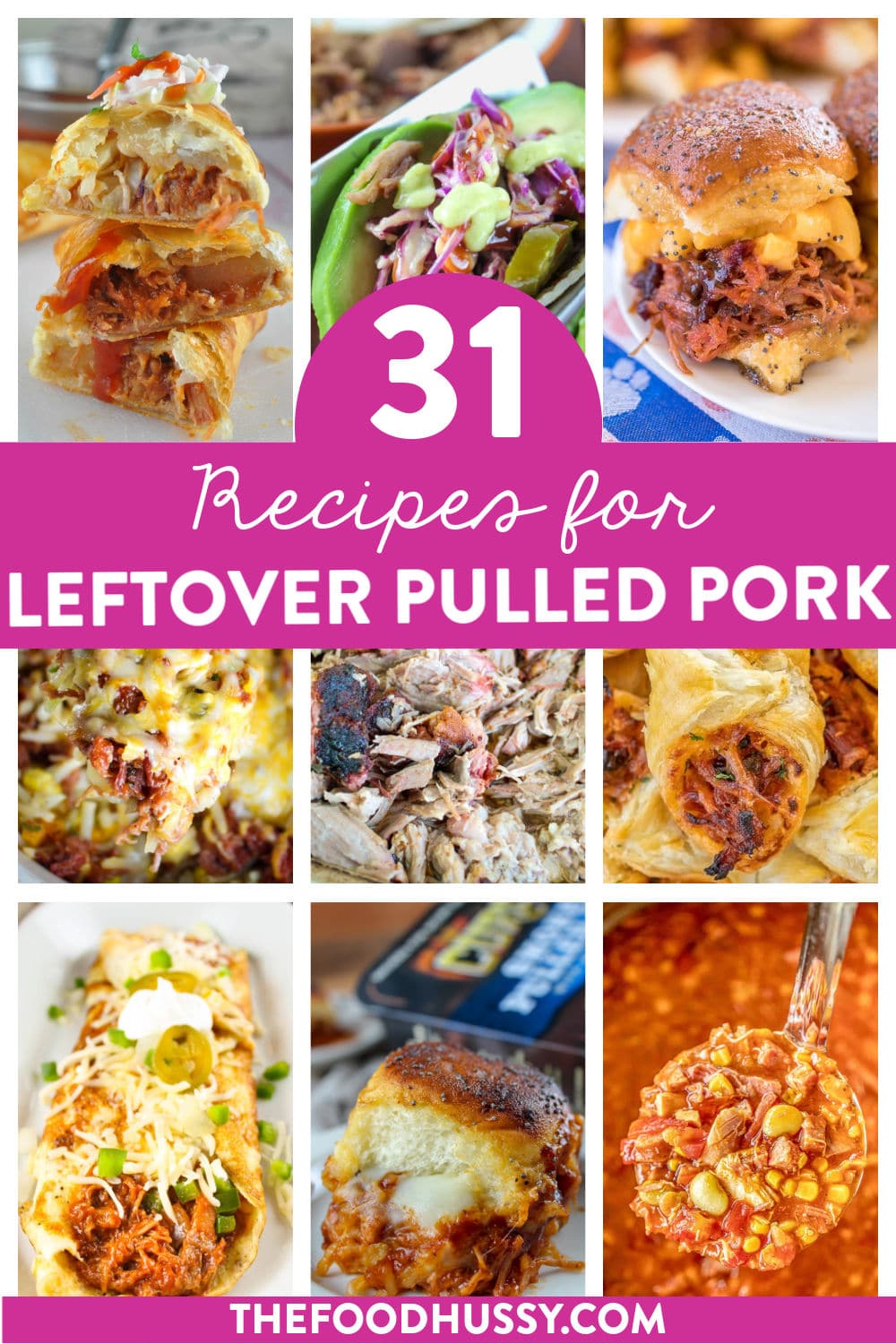 Ever wonder what to do with pulled pork leftovers? There's only so many sandwiches you can eat! I’ve got 31 leftover pulled pork recipes from tacos and casseroles to soups and chilis - and even breakfasts that your whole family will love!  via @foodhussy