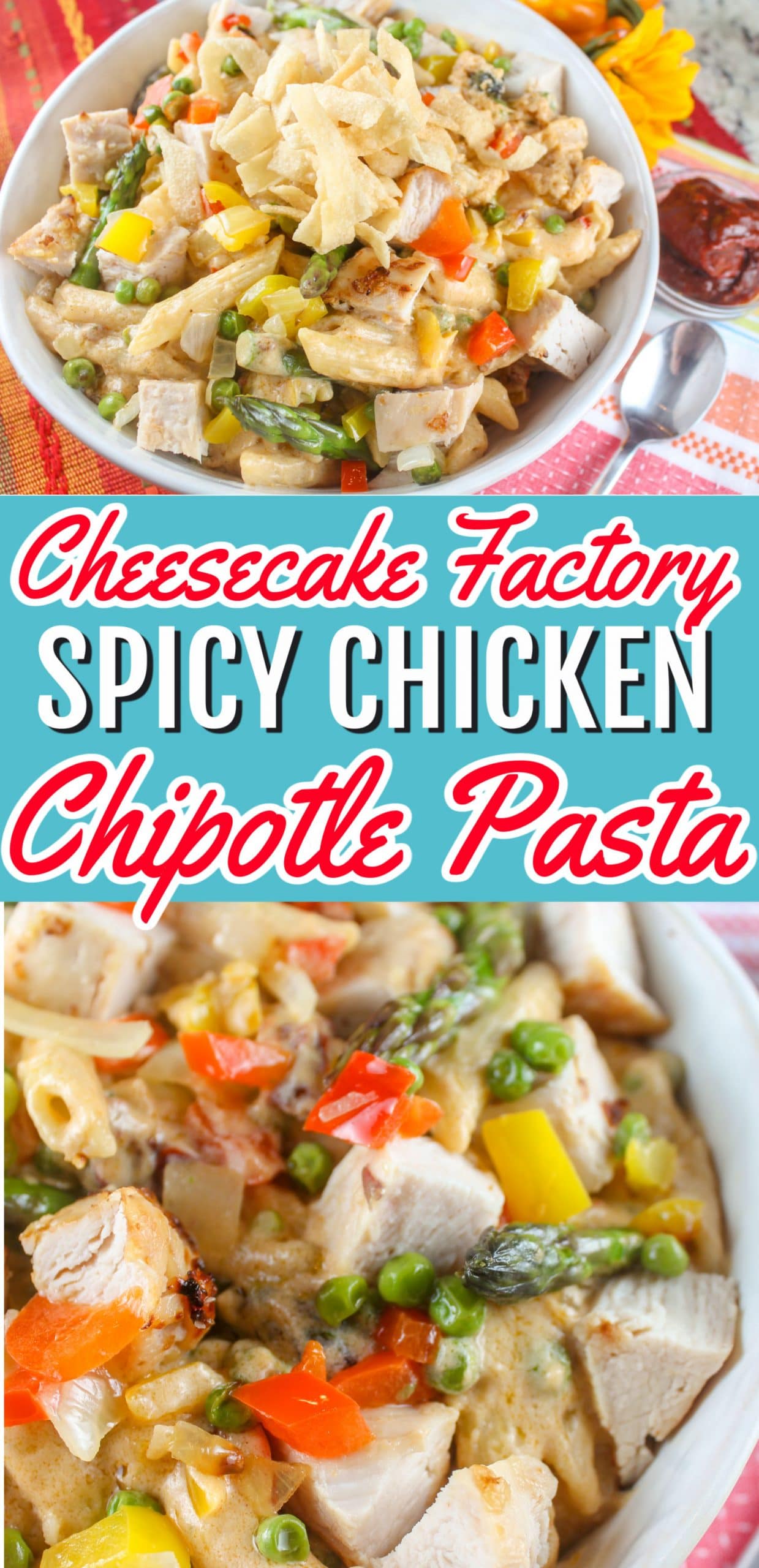 Cheesecake Factory's Spicy Chicken Chipotle Pasta is a favorite of mine - it's got tons of veggies but is also cream and yum! This copycat recipe of the chipotle chicken pasta will surely be a family favorite - and even make the kids like asparagus!  via @foodhussy
