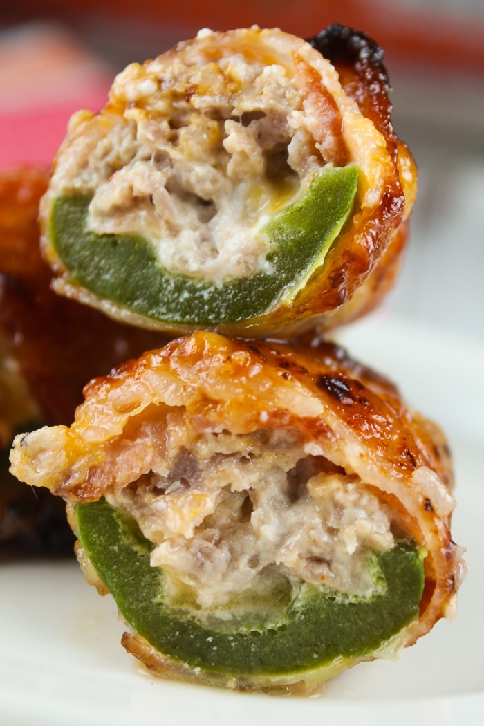 Sausage Stuffed Jalapenos Wrapped in Bacon The Food Hussy