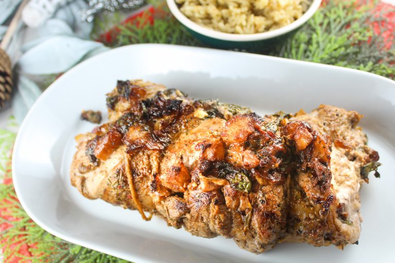 Pork Roulade with Cranberry, Pear & Spinach - The Food Hussy