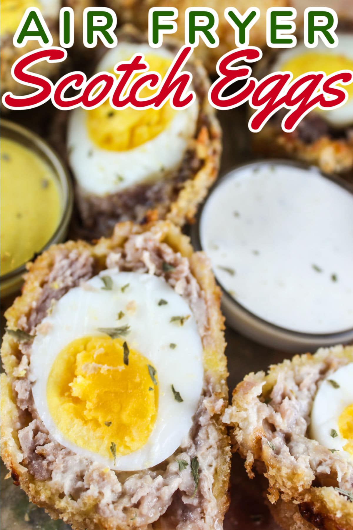 Air Fryer Scotch Eggs are my new favorite breakfast treat! It's sausage and eggs all in one delightful crunchy bite! They're fun to make too - and you can do the whole thing in air fryer! via @foodhussy
