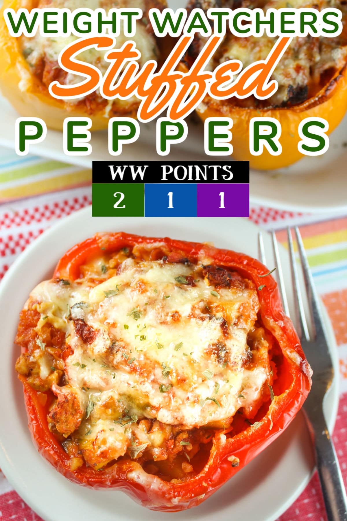 These Weight Watchers Stuffed Peppers are stuffed full with ground turkey and veggies. You won't believe that 1 1/2 peppers are only 1-2 points and they are delicious! via @foodhussy