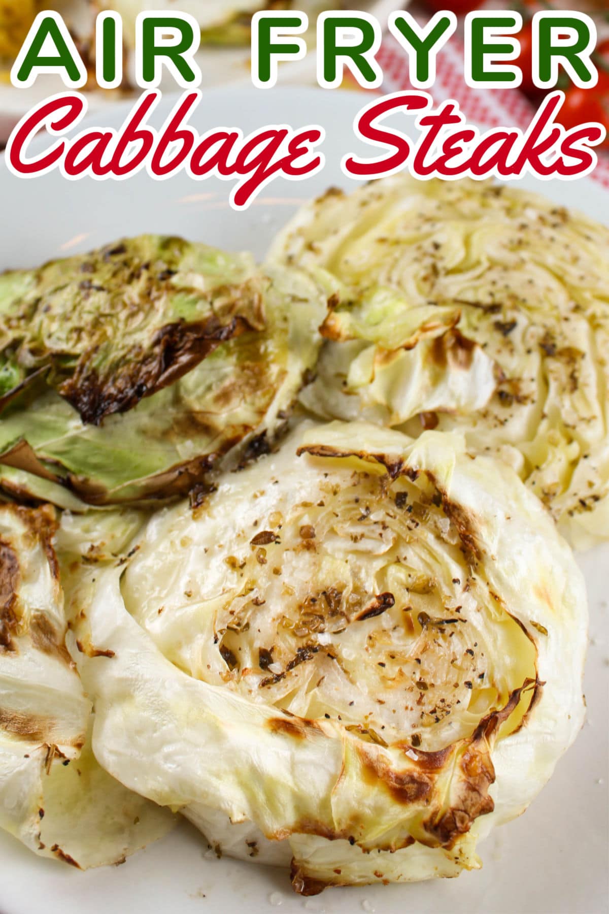 Air Fryer Cabbage Steaks are one of the healthiest side dishes you can make and they are done in 10 minutes! I dabbed on just a bit of my favorite salad dressing to make them even tastier.  via @foodhussy
