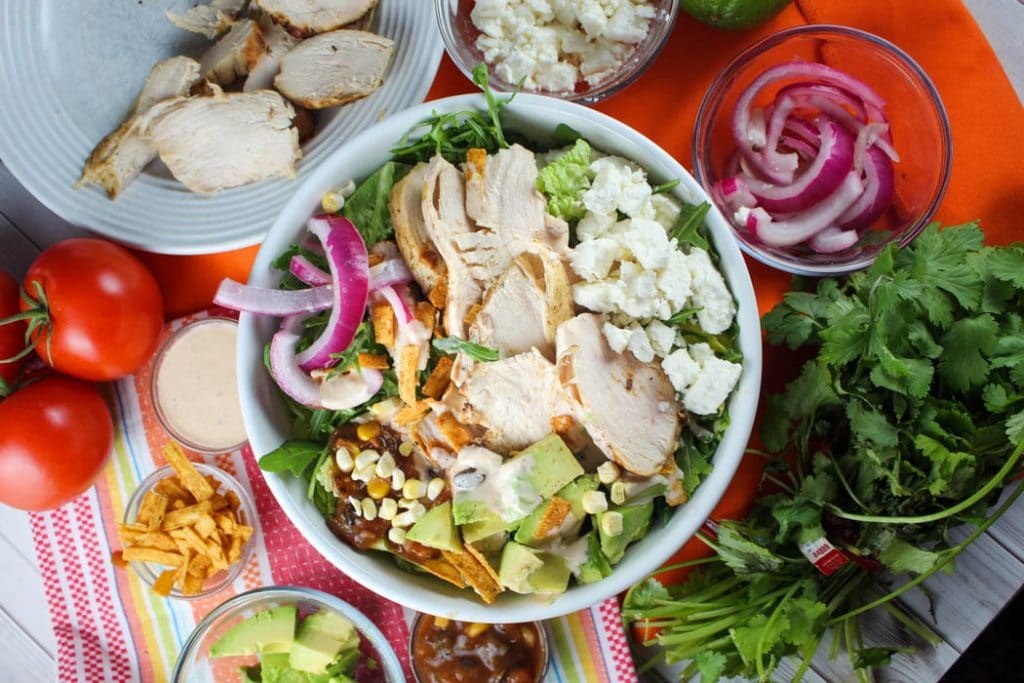 Copycat Panera Southwest Chili Lime Ranch Salad with Chicken