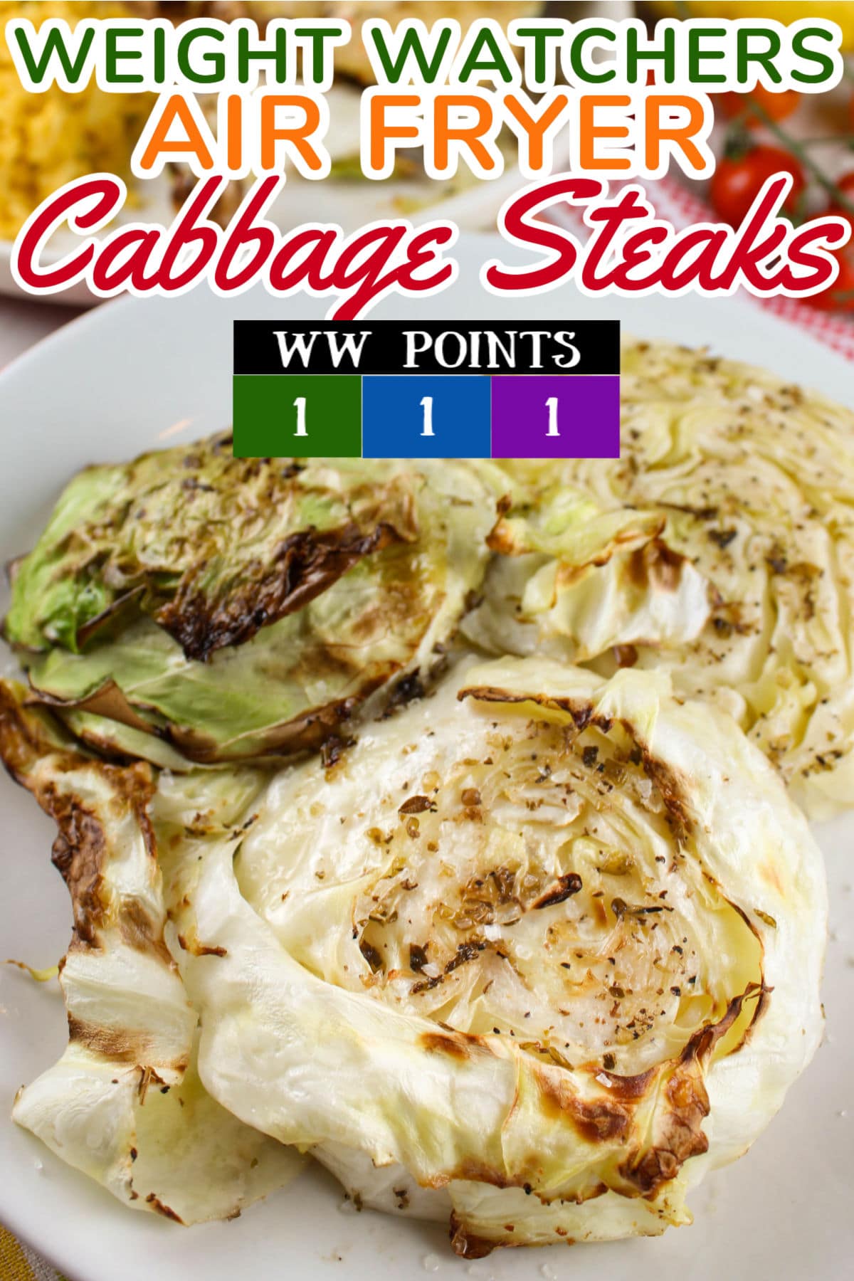 Air Fryer Cabbage Steaks are one of the healthiest side dishes you can make and they are done in 10 minutes! I dabbed on just a bit of my favorite salad dressing to make them even tastier.  via @foodhussy