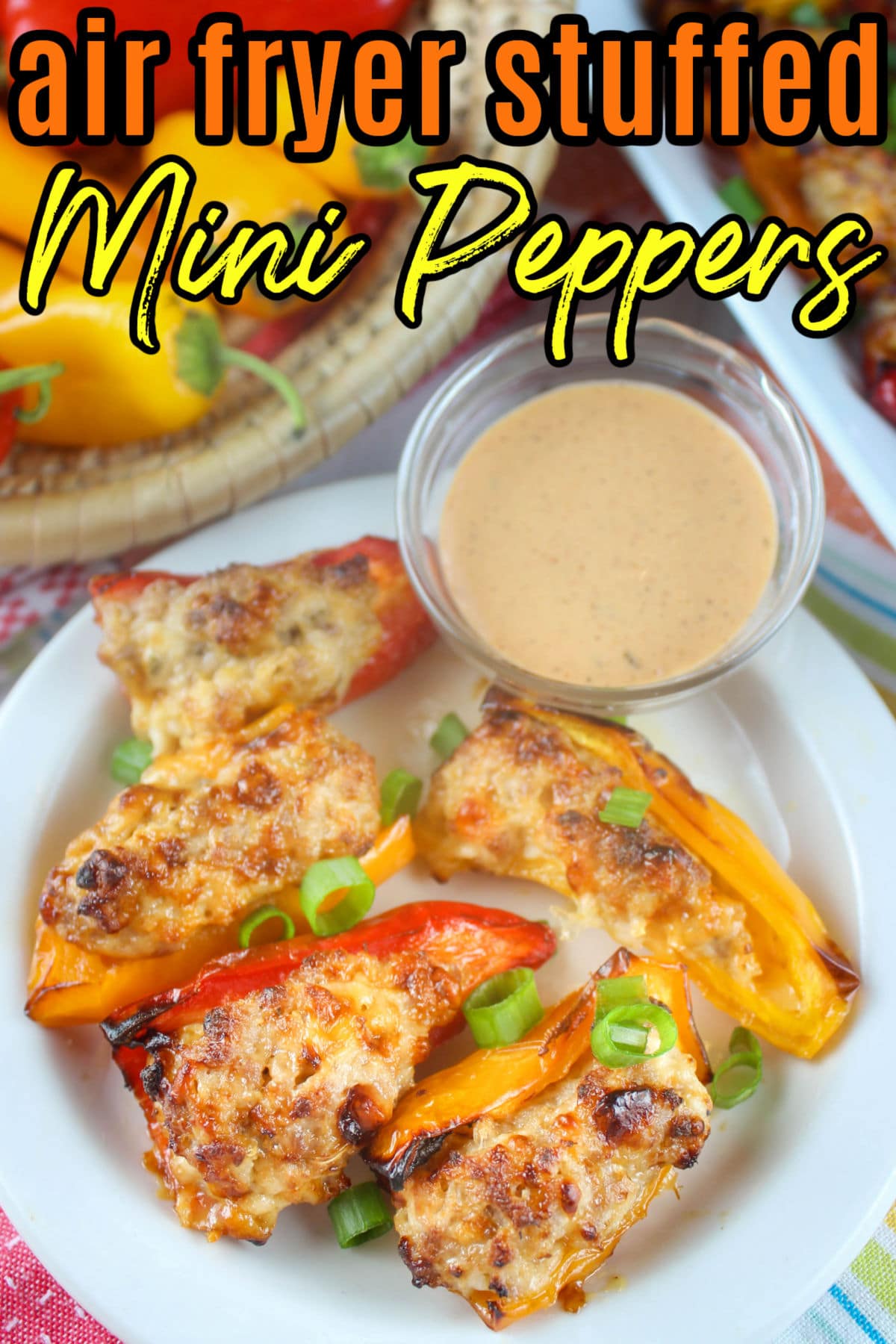 Air Fryer Stuffed Mini Peppers are one of my favorite tasty treats to make - it can be an appetizer or a meal! Those bags of mini peppers are the perfect size for popping in your mouth! Filled with sausage, cream cheese and more - you'll love them!  via @foodhussy