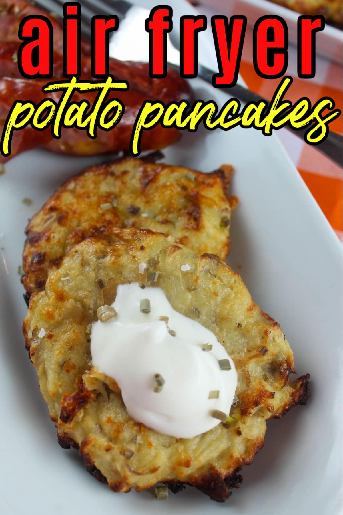 Air Fryer Potato Pancakes are my favorite side dish! They're quick and easy and use up leftovers! It's a way to totally transform leftover mashed potatoes into something tasty and unique!  via @foodhussy