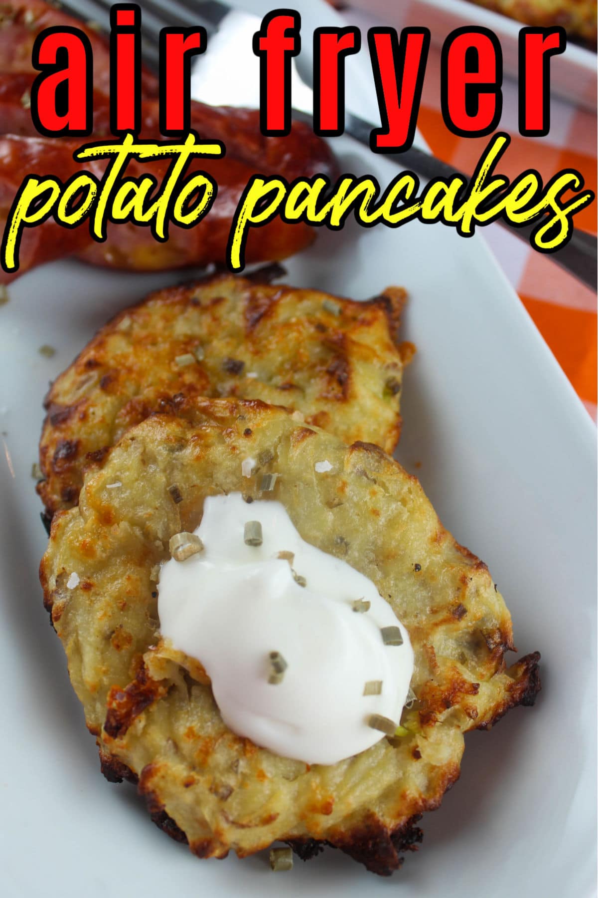 image of potato pancakes in an air fryer