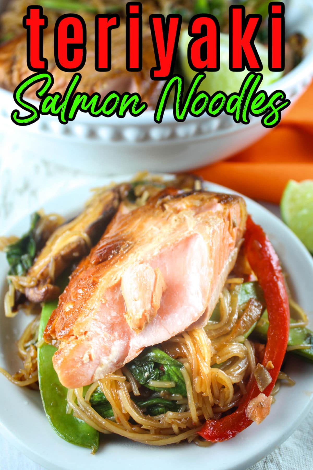 Teriyaki Salmon Noodles are a delicious, healthy and quick dinner - great for any night of the week! The Teriyaki is sweet and there are LOADS of vegetables in the noodles - it's a great one-bowl dish!  via @foodhussy