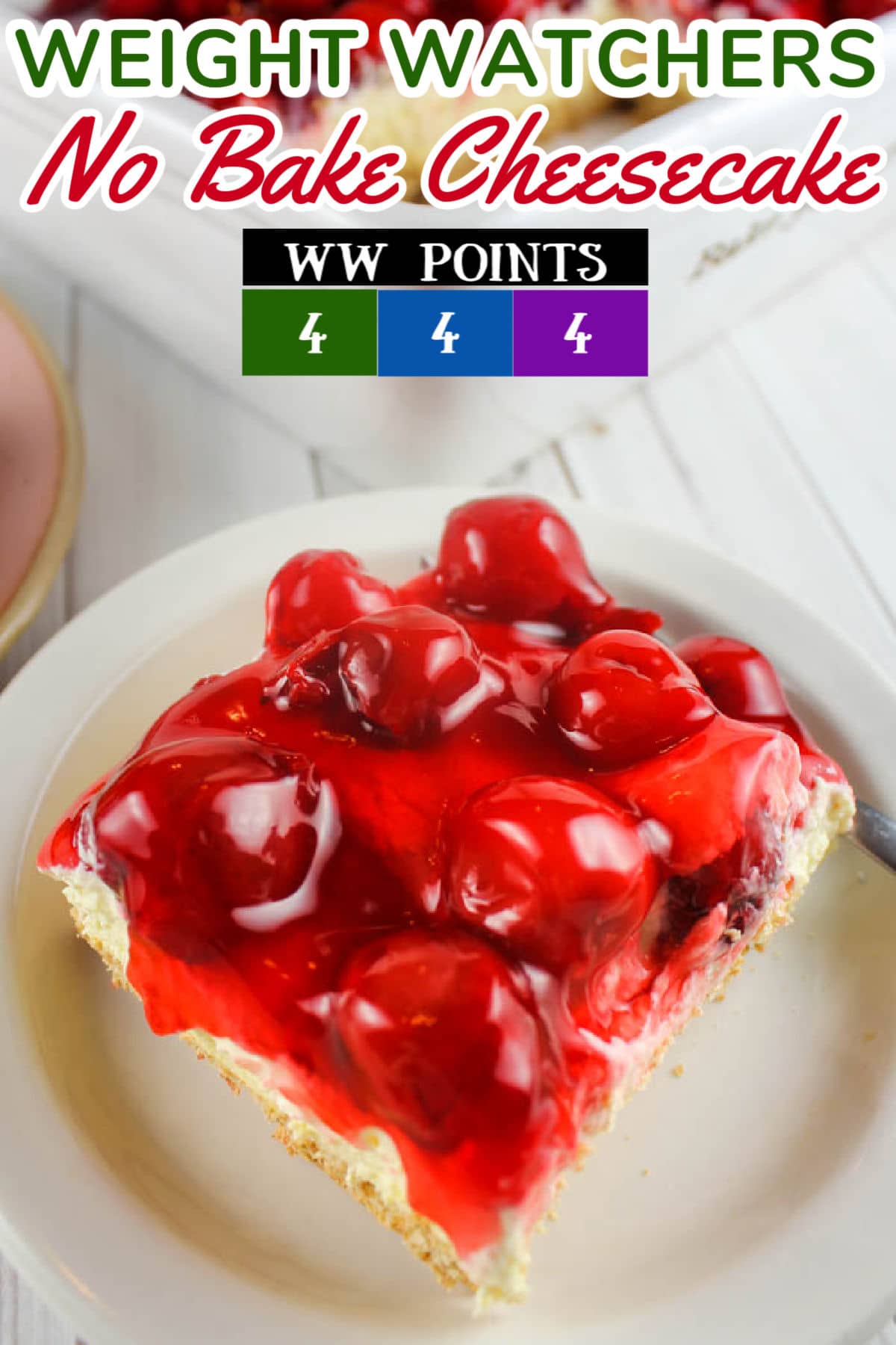 Weight Watchers No Bake Cheesecake is an easy-to-make, delicious dessert that actually fits into a diet plan! I'm a big fan of cherry pie filling for the topper - doesn't it look amazing?!
 via @foodhussy