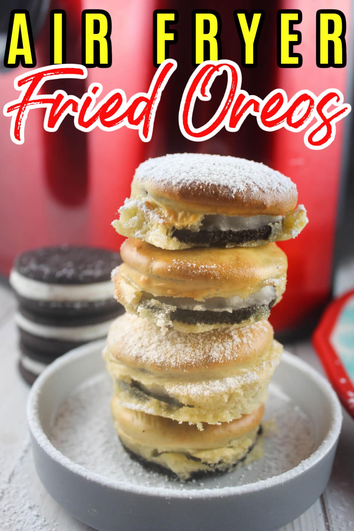 Air Fryer Fried Oreos are such a delicious treat - they have all the yum of the fair food delicacy but much less of the junk food factor! You're going to be hard pressed to find something tastier for dessert or a snack.  via @foodhussy