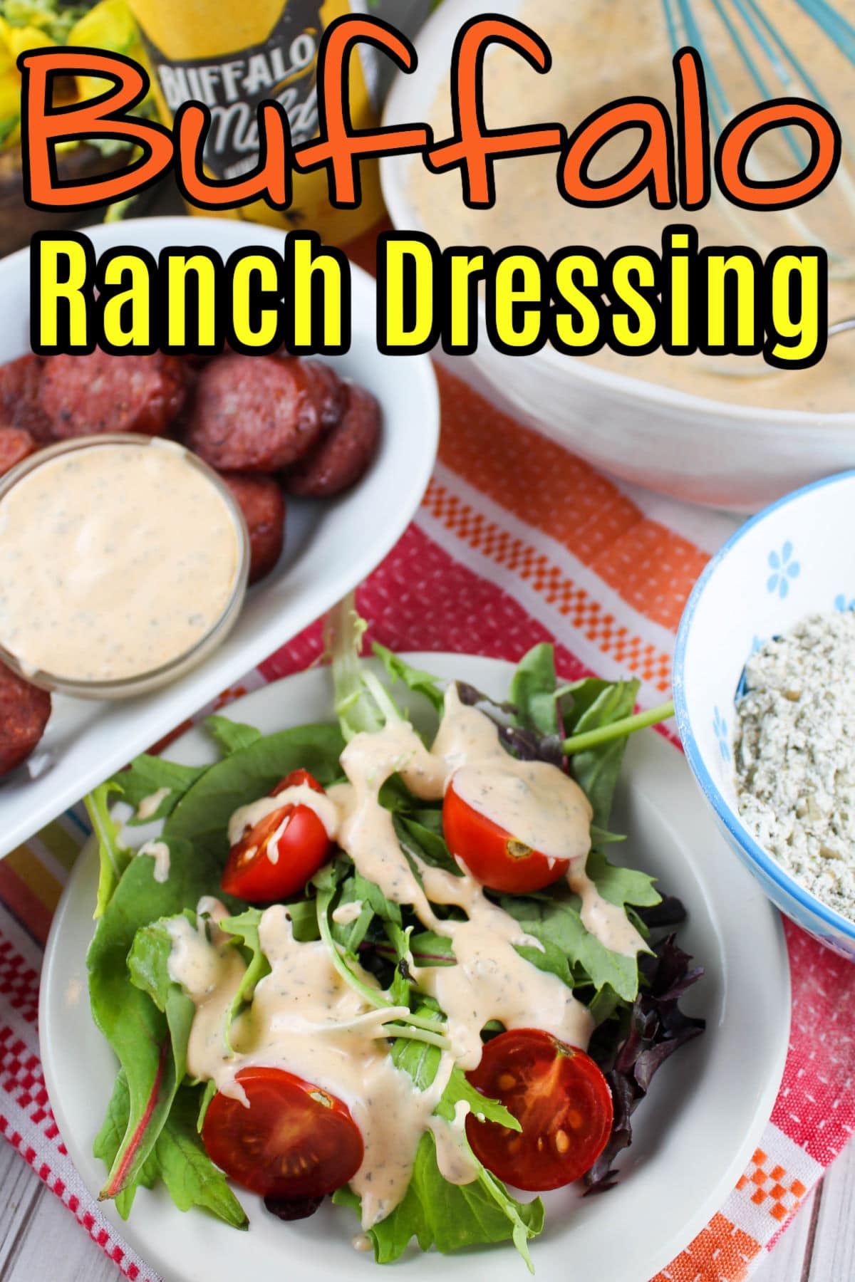 This Buffalo Ranch Dressing is my new favorite dressing! It's got the zing of ranch and the zip of Buffalo. Plus - it makes enough seasoning so you can make more delicious ranch dressing (with or without the Buffalo) later.  via @foodhussy