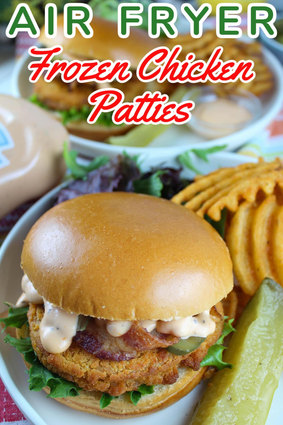Air Fryer Frozen Chicken Patties are the best quick dinner!!! Grab some buns - grab some chicken patties out of the freezer and in 10-12 min - you've got a quick dinner on the table! via @foodhussy