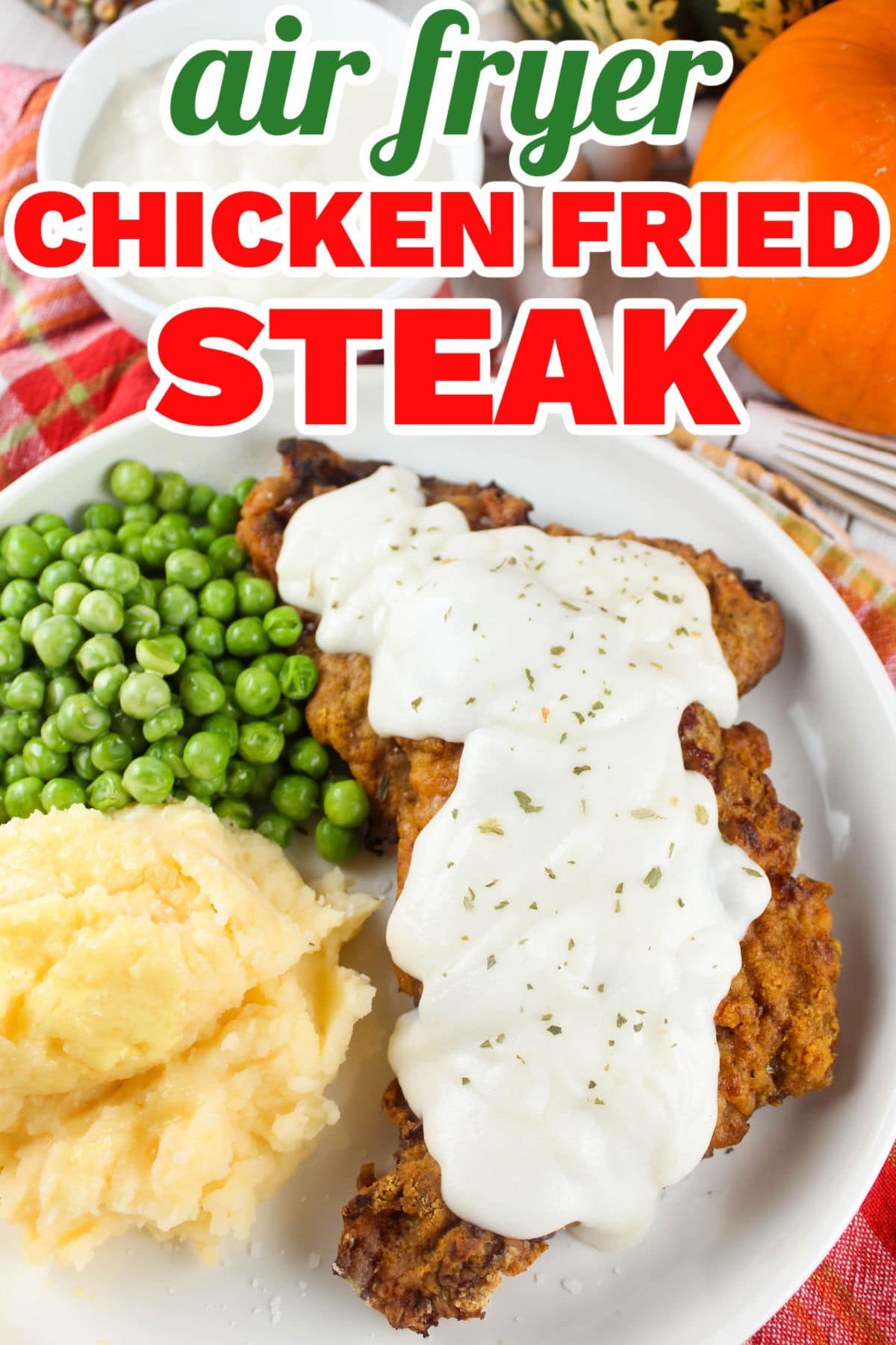 Air Fryer Chicken Fried Steak is so simple and just as comforting as you would expect! Crunchy coating over tenderized steak and topped with that creamy white gravy just like grandma (or Cracker Barrel) used to make! The bonus - much less oil and calories! via @foodhussy