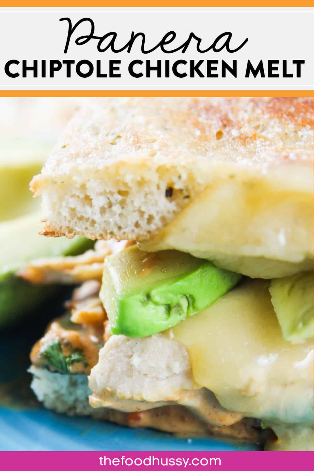 This Panera Chipotle Chicken Avocado Melt is one of my favorites from Panera Bread! Pulled chicken, melty cheese, fresh avocado, cilantro, zesty sweet peppers and chipotle aioli on fresh baked focaccia. via @foodhussy