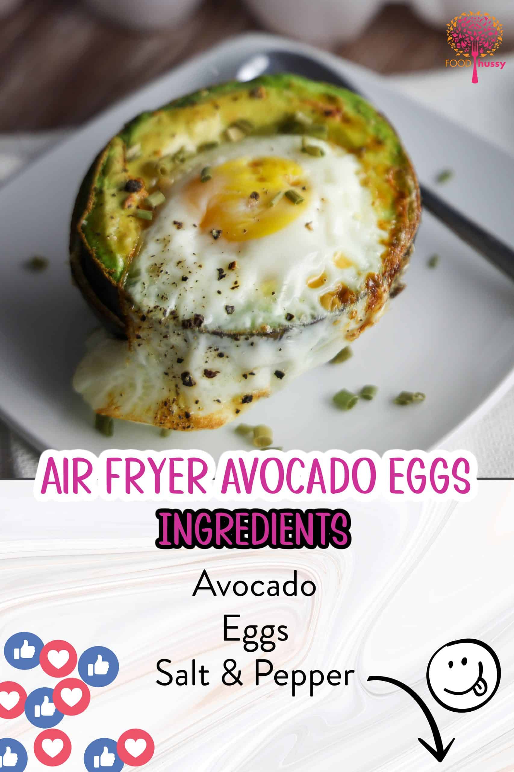 Air Fryer Avocado Eggs are my new FAVORITE way to eat eggs! I literally ate them three times last week! It's the perfect start to your morning and the creamy avocados are even better when you air fry them! Who knew?! via @foodhussy