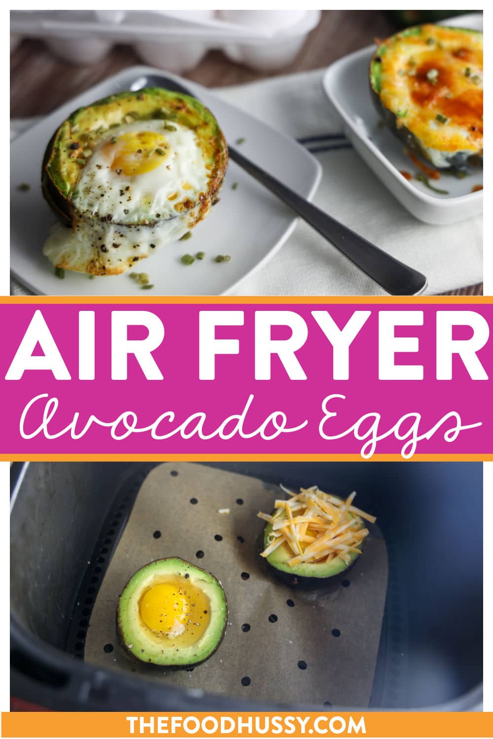 Air Fryer Avocado Eggs are my new FAVORITE way to eat eggs! I literally ate them three times last week! It's the perfect start to your morning and the creamy avocados are even better when you air fry them! Who knew?! via @foodhussy