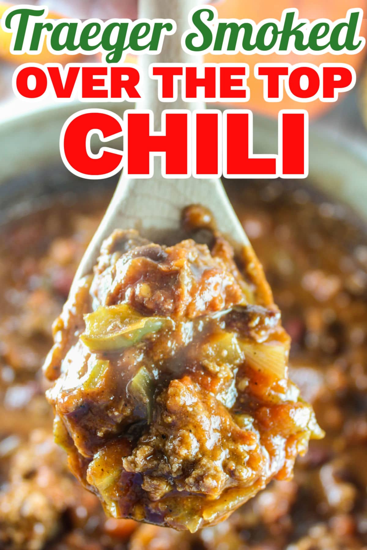 This Traeger Over The Top Chili is hands down the best chili I've ever had! The smoked meatball you put above the chili turns out smokey and so juicy! Plus - with the Traeger - it's super simple - you set the temp and that's it! via @foodhussy
