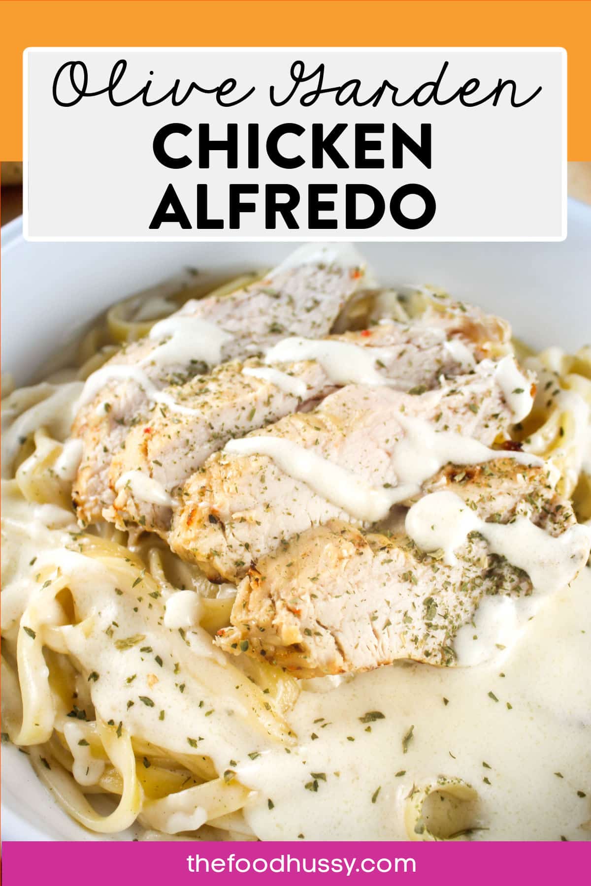 Olive Garden Chicken Alfredo is an easy pasta dinner and a delicious meal that the whole family will love. It's creamy comfort food and is ready in just 15 minutes!  via @foodhussy