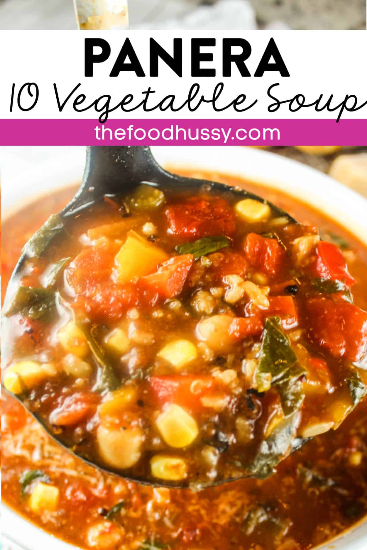 Panera’s Ten Vegetable Soup is obviously LOADED with vegetables – 10 to be exact – but it’s also packed with nutrition and flavor! This copycat recipe (which is now retired from the Panera menu) has all the healthy goodness you’ve come to expect from Panera – and I think – it even tastes a little better! 😉 via @foodhussy