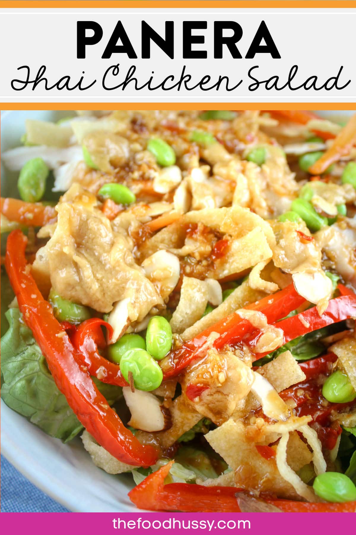 Love this Panera Thai Chicken Salad – there’s so many different crunchy items packed into this salad. Then top the salad with the flavor packed spicy dressing and peanut sauce – it’s a favorite in our house! via @foodhussy