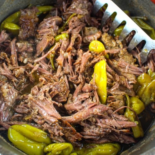 Shredded Italian Beef in a Dutch Oven