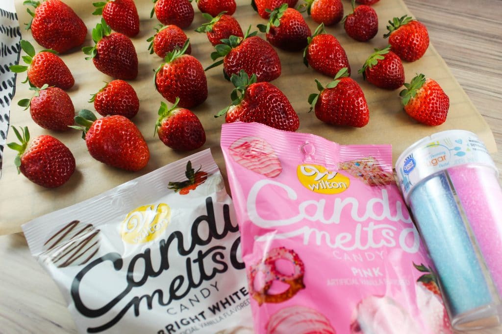 ingredients for Pink Chocolate Covered Strawberries