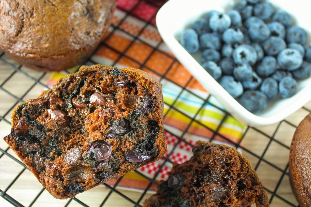 Double Chocolate Blueberry Muffins