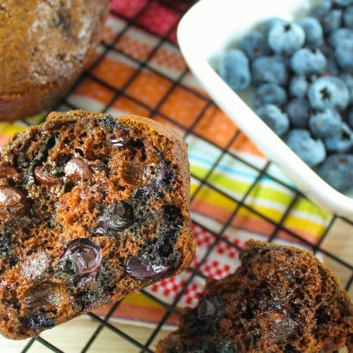 Double Chocolate Blueberry Muffins