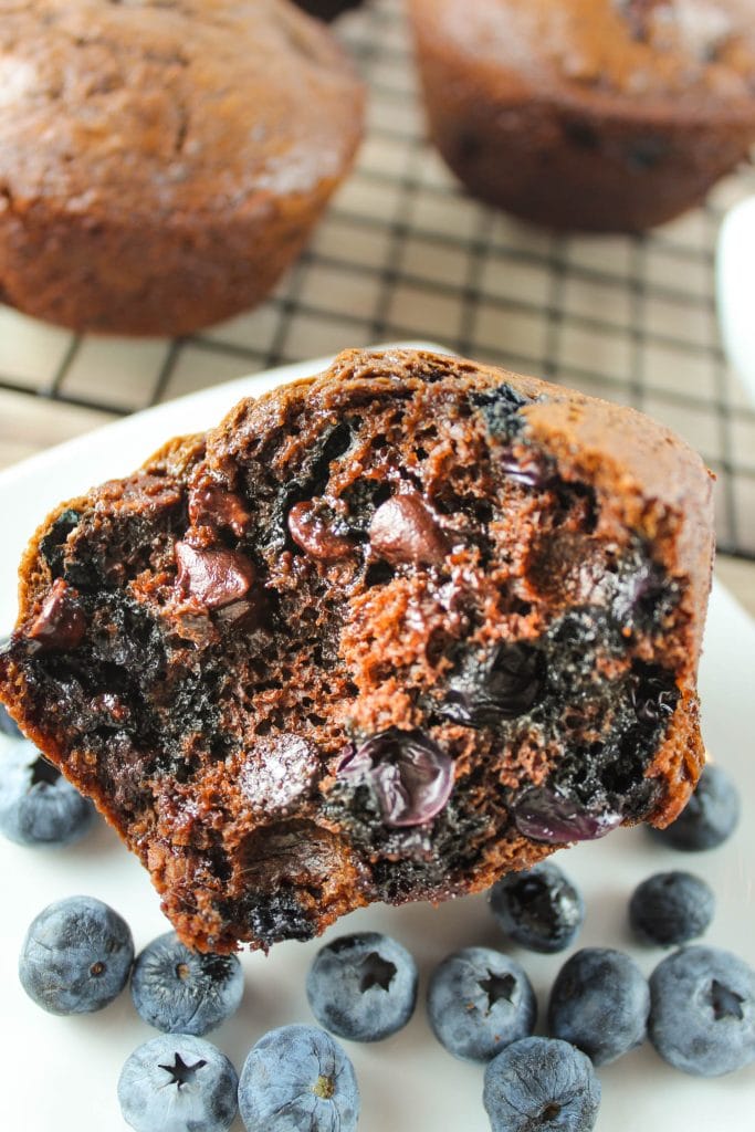 Double Chocolate Blueberry Muffins