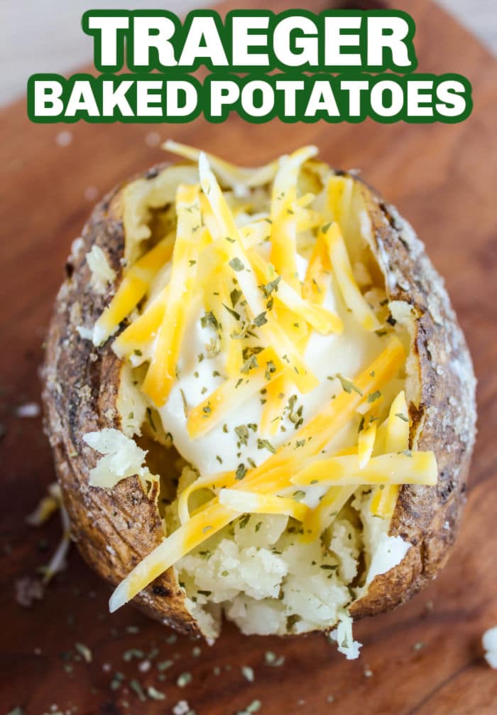There's nothing I love more than a crispy on the outside and fluffy on the inside baked potato! And making Baked Potatoes on a Traeger pellet grill really made them even better with that subtle smoky flavor that the wood pellets bring!  via @foodhussy