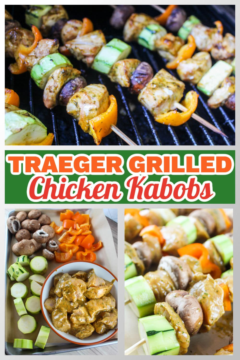 Grilled Chicken Kabobs on the Traeger are now my favorite dinner! Marinate them the night before and you'll have dinner on the table in 15 minutes. Juicy with just a little spiciness - and loaded with veggies! Served over rice, these kabobs are the perfect dinner!  via @foodhussy