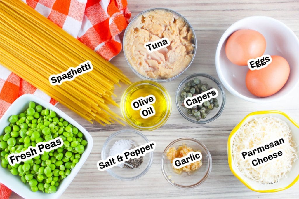 Tuna Carbonara ingredients