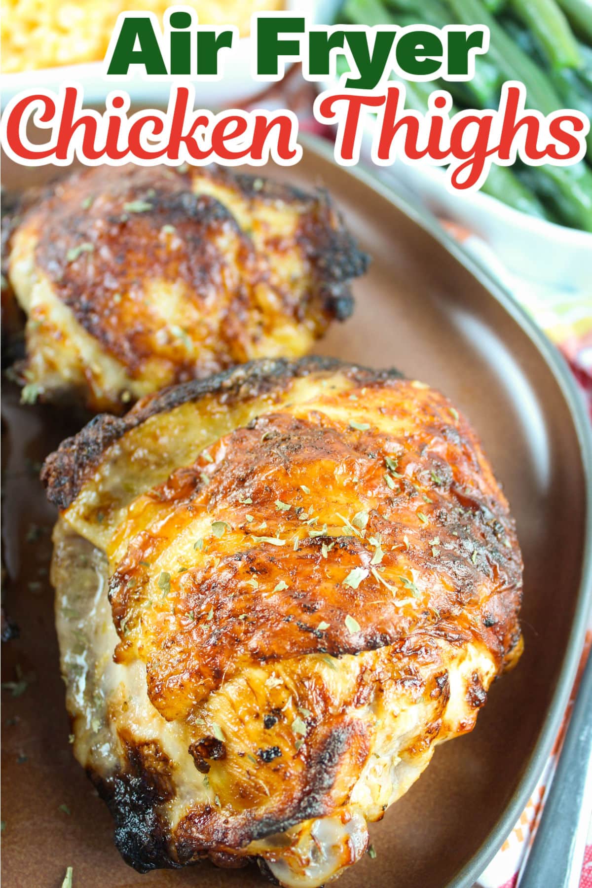 Marinated Chicken Thighs in the air fryer are the perfect dinner! They are extremely juicy with that crispy skin - which holds in all that delicious flavor from the Italian marinade.   via @foodhussy