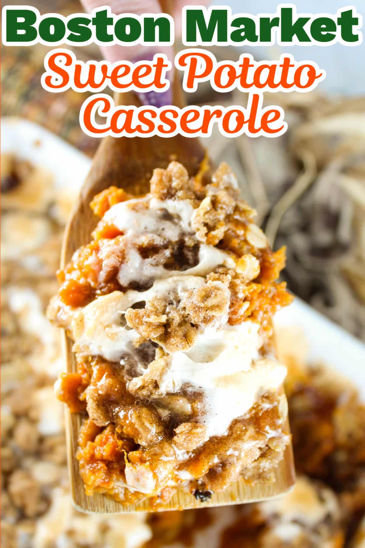 This Copycat Boston Market Sweet Potato Casserole is a delicious combination of sweet potatoes, molasses, vanilla, marshmallows, and topped with a brown sugar streusel. It will quickly become a family favorite! via @foodhussy
