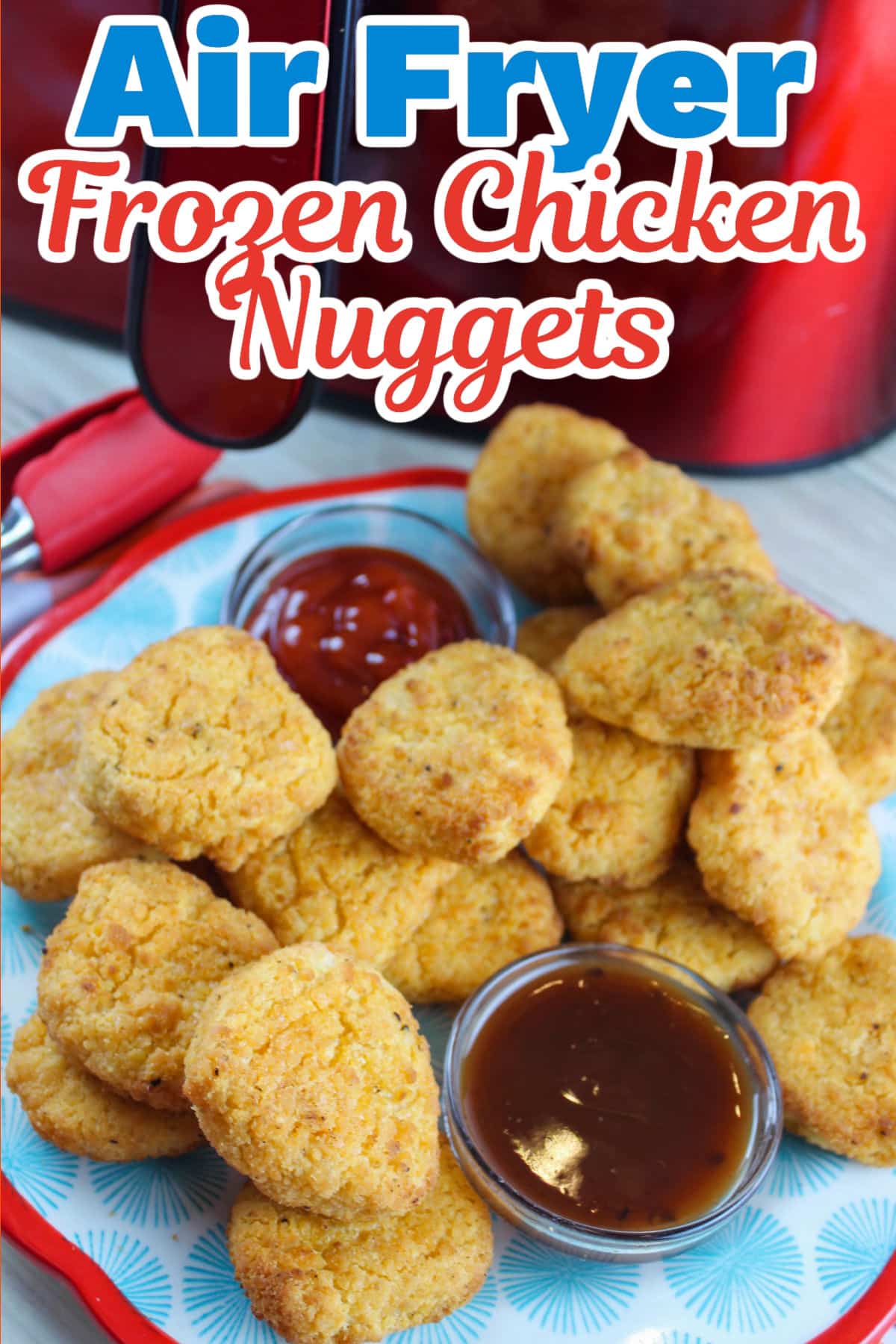 Frozen Chicken Nuggets in an air fryer make a quick lunch even quicker! It's super easy to just pop them in and you've got a snack or lunch in minutes! via @foodhussy