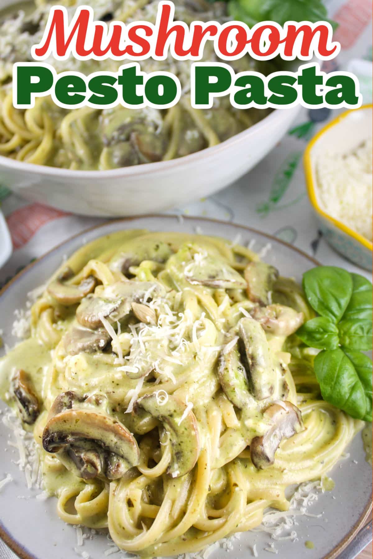 Creamy Mushroom Pesto Pasta is a one-pot 20 minute meal! I've got all the tips to make fresh pesto - or you can grab a jar of store-bought for a time saver. This simple mushroom pesto pasta will quickly become a favorite meatless meal! via @foodhussy