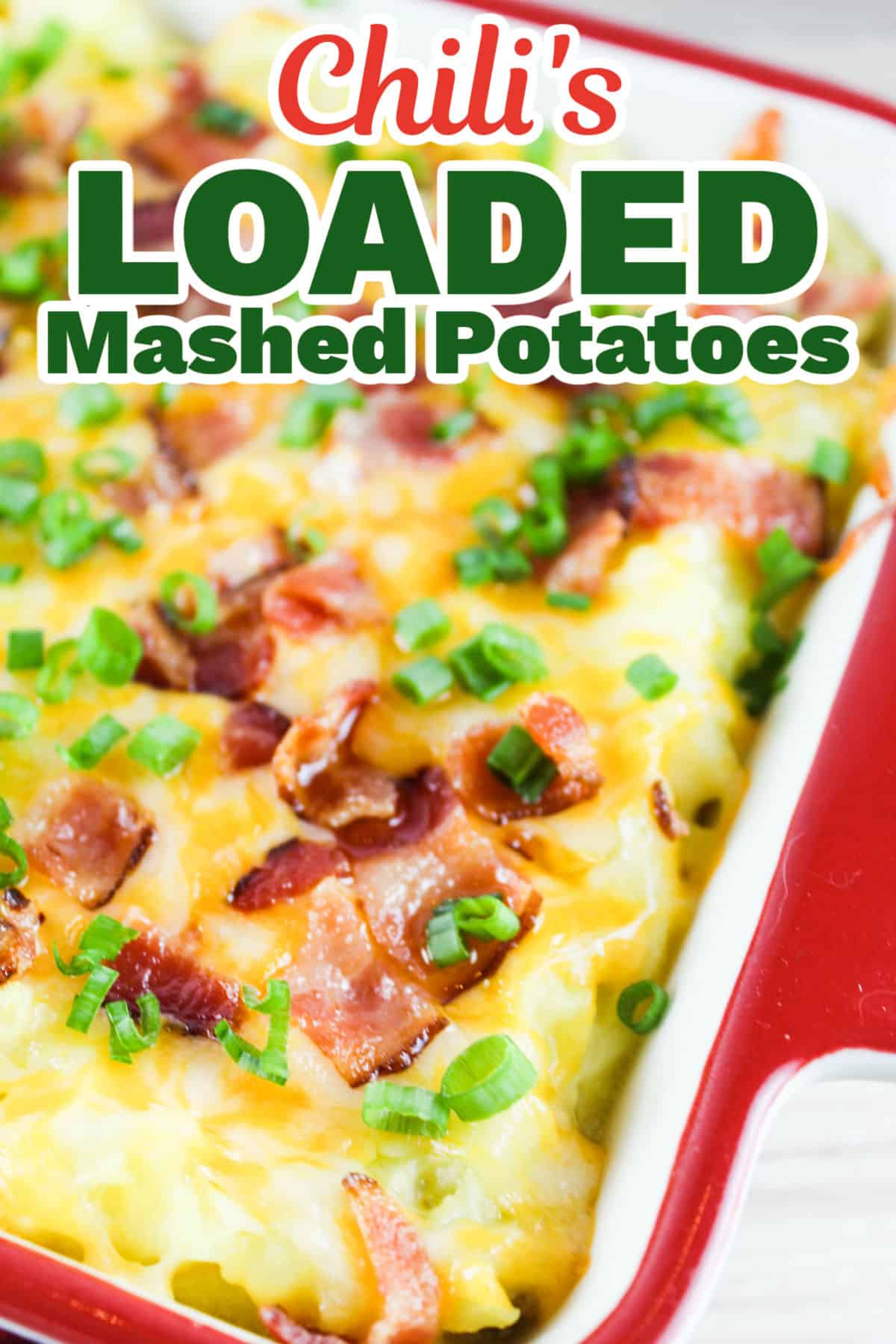 Chili's Loaded Mashed Potatoes are simple to make and bring the cheesy goodness into your home! Delicious, slightly buttery mashed potatoes are the perfect side dish and topped with melted cheese, diced meaty bacon and crunchy bits of scallions.  via @foodhussy