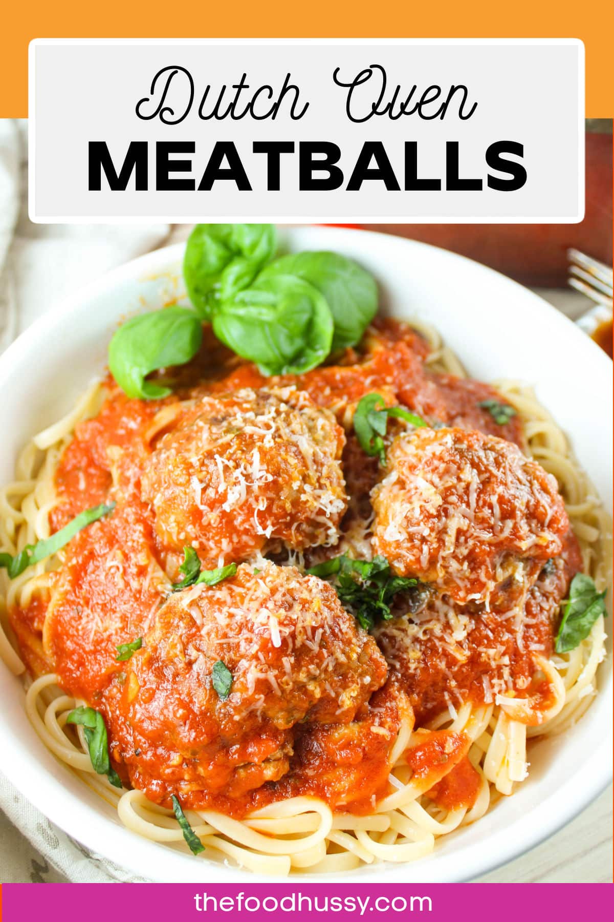 Tender meatballs simmered in a homemade Italian tomato sauce - all done in under an hour. These Dutch Oven Meatballs & Sauce are so delicious - your family will think you've been slaving away in the kitchen for hours!  via @foodhussy