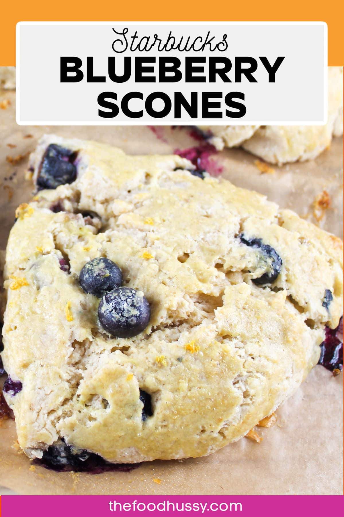 Copycat Starbucks Blueberry Scones are going to be your brunch favorite! They're soft and flaky on the inside with a little golden crunch on the outside. You'll love the pop from the fresh blueberries and the freshness from the lemon zest! via @foodhussy