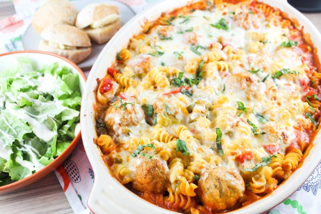 Dump-and-Bake Veggie Meatball Casserole - The Seasoned Mom