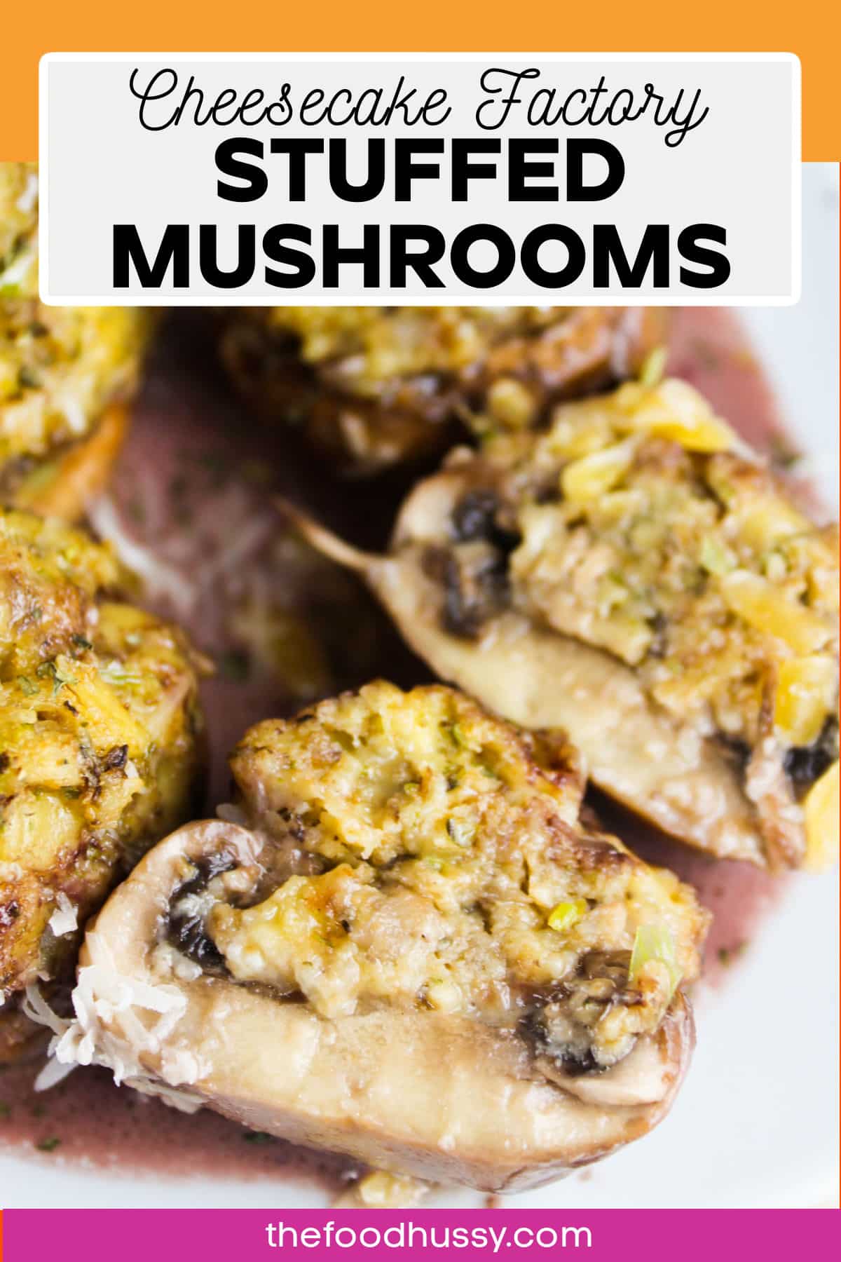 Cheesecake Factory Stuffed Mushrooms are the best appetizer on their menu! This authentic copycat recipe is stuffed with Fontina & Parmesan cheeses, more mushrooms and - of course - garlic. Then, the mushrooms are drizzled with a creamy red wine reduction. This recipe is spot on to the Cheesecake Factory! via @foodhussy