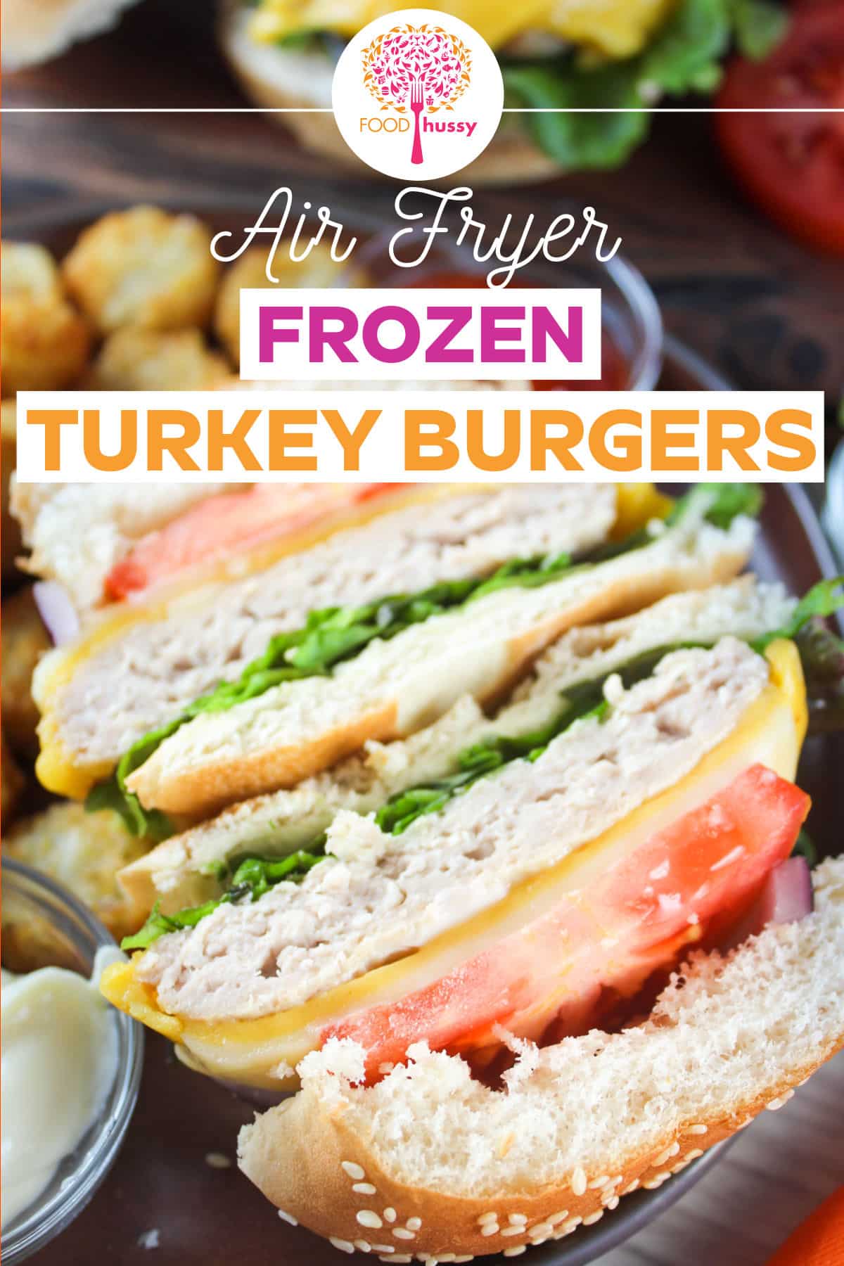 Frozen Turkey Burgers in the air fryer are a fast and healthy dinner any night of the week! No need to preheat the air fryer or thaw the burgers - just in the air fryer and go! via @foodhussy
